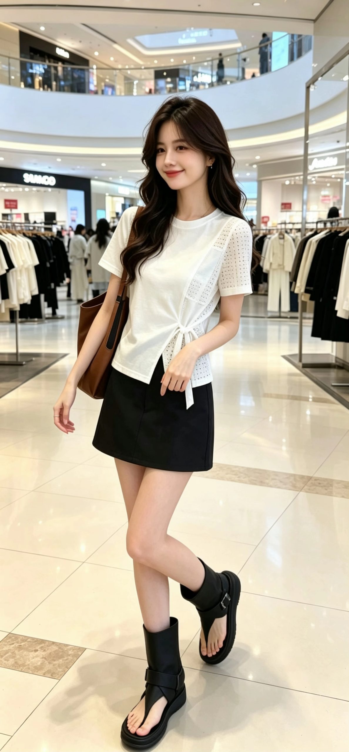 Women's White Round Neck Short Sleeve Top 2026 Summer Casual - Image 2