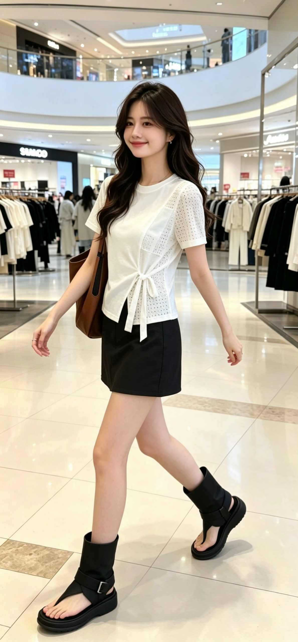 Women's White Round Neck Short Sleeve Top 2026 Summer Casual - Image 3