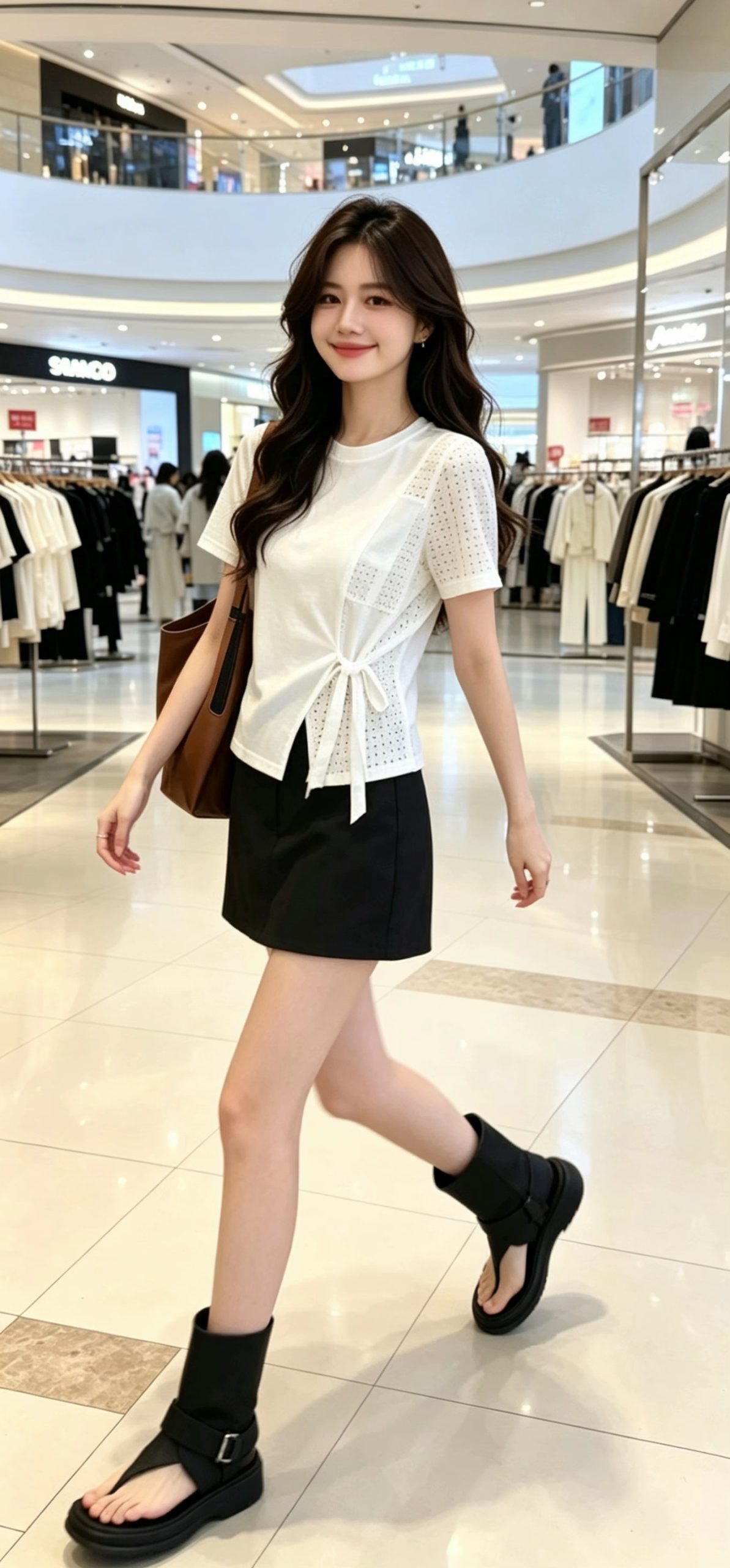 Women's White Round Neck Short Sleeve Top 2026 Summer Casual - Image 4