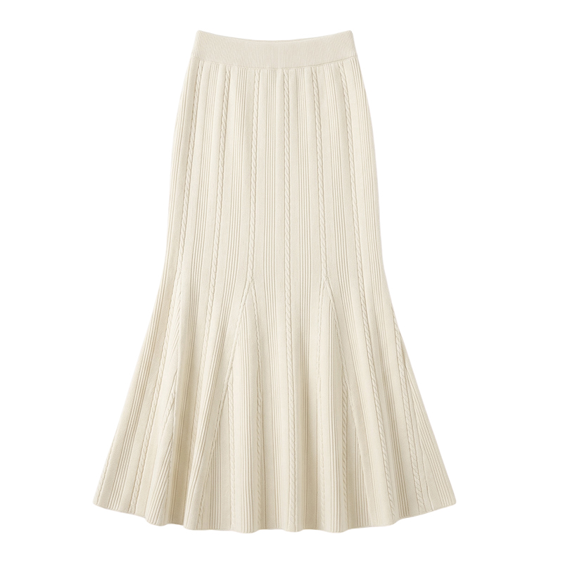 Women's Ribbed Knit Bodycon Mermaid Long Skirt 2026 Autumn High Waist A-Line - Image 5