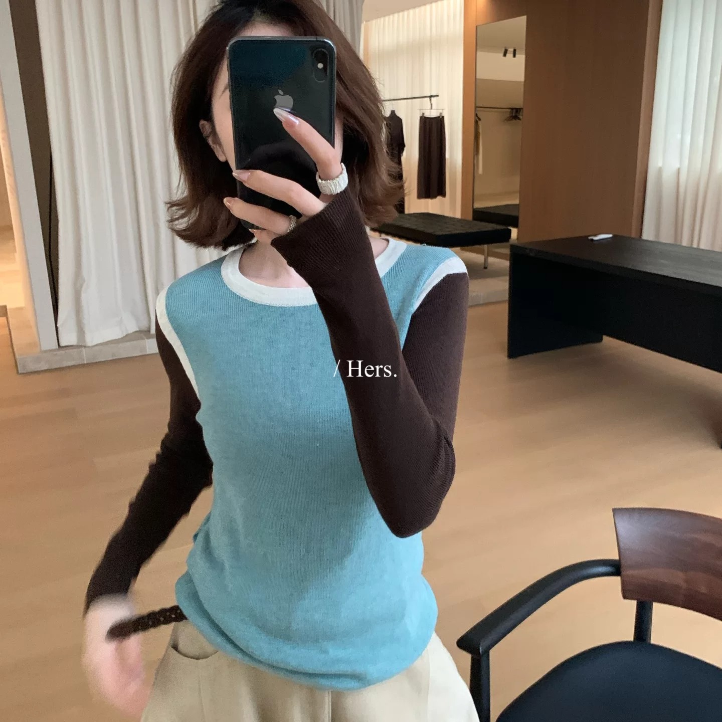 Color Block Knit Sweater 2026 Fall Long Sleeve Pullover Casual Top for Women - Image 2