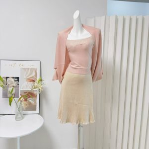 Sleeveless Lace Trim Knit Cami and Batwing Cardigan Two-Piece Set