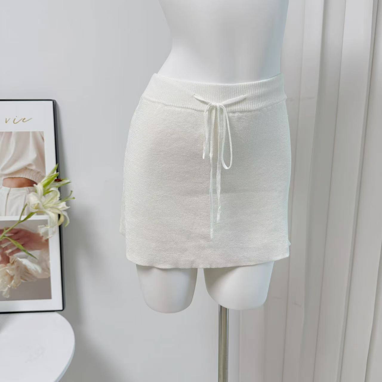Women's Knit Vacation Outfit Set Cardigan Cami and Skirt - Image 4